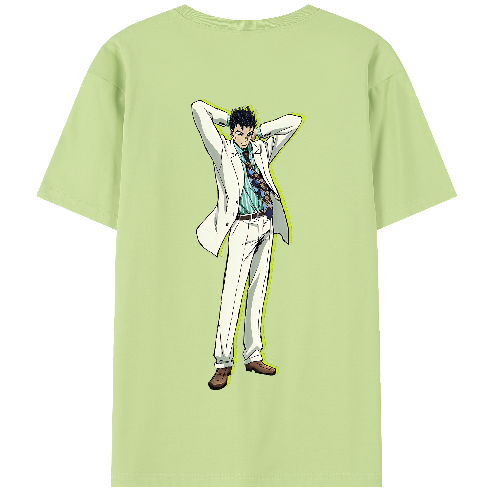（画像用） ジョジョの奇妙な冒険 きら よしかげ JoJo's Bizarre Adventure Kira Yoshikage 綿100％半袖Tシャツ（背面プリント）